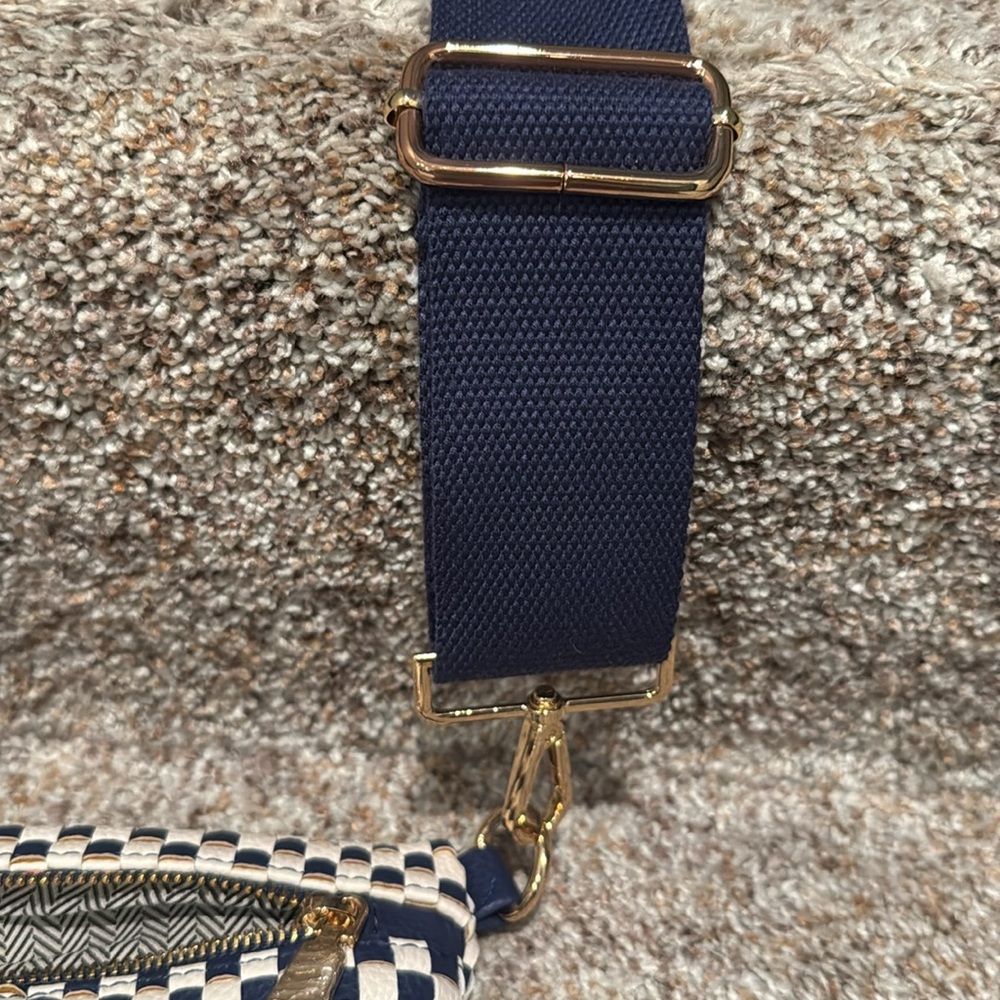 Checkered Navy and White Crossbody Bag - Picture 5 of 5